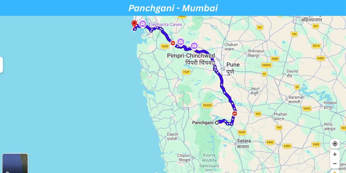 Panchgani to Mumbai Route Map